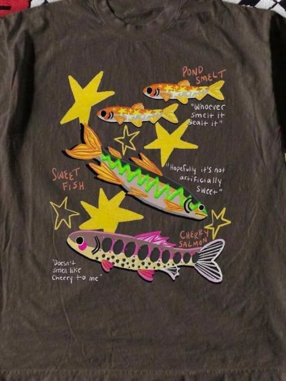 Brown And Multi Coloured Fish T Shirt - Picture 2 of 2